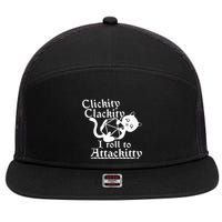 Clickity Clackity I Roll To Attackity Game Dice Attackitty 7 Panel Mesh Trucker Snapback Hat