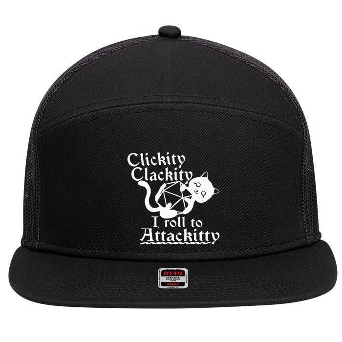 Clickity Clackity I Roll To Attackity Game Dice Attackitty 7 Panel Mesh Trucker Snapback Hat