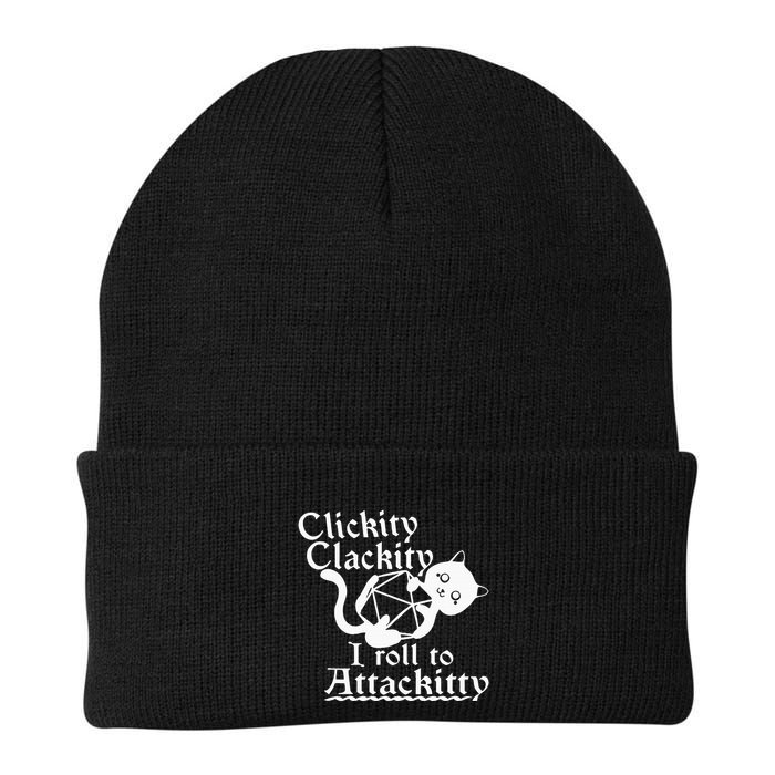 Clickity Clackity I Roll To Attackity Game Dice Attackitty Knit Cap Winter Beanie