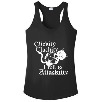 Clickity Clackity I Roll To Attackity Game Dice Attackitty Ladies PosiCharge Competitor Racerback Tank