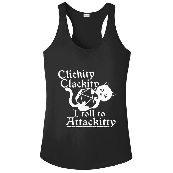 Clickity Clackity I Roll To Attackity Game Dice Attackitty Ladies PosiCharge Competitor Racerback Tank