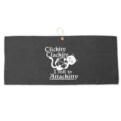 Clickity Clackity I Roll To Attackity Game Dice Attackitty Large Microfiber Waffle Golf Towel