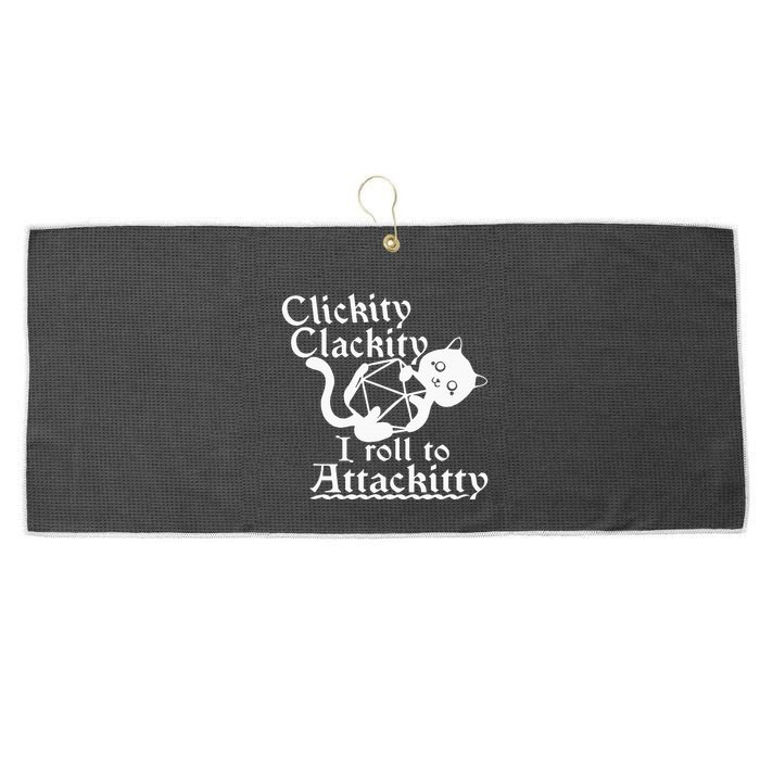 Clickity Clackity I Roll To Attackity Game Dice Attackitty Large Microfiber Waffle Golf Towel