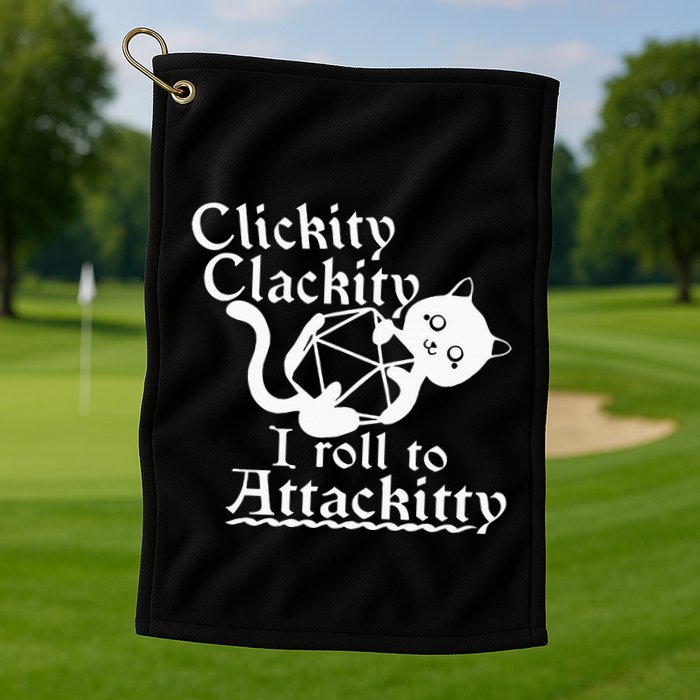 Clickity Clackity I Roll To Attackity Game Dice Attackitty Golf Towel