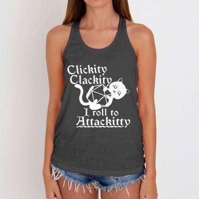 Clickity Clackity I Roll To Attackity Game Dice Attackitty Women's Knotted Racerback Tank