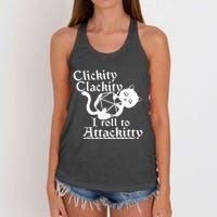 Clickity Clackity I Roll To Attackity Game Dice Attackitty Women's Knotted Racerback Tank