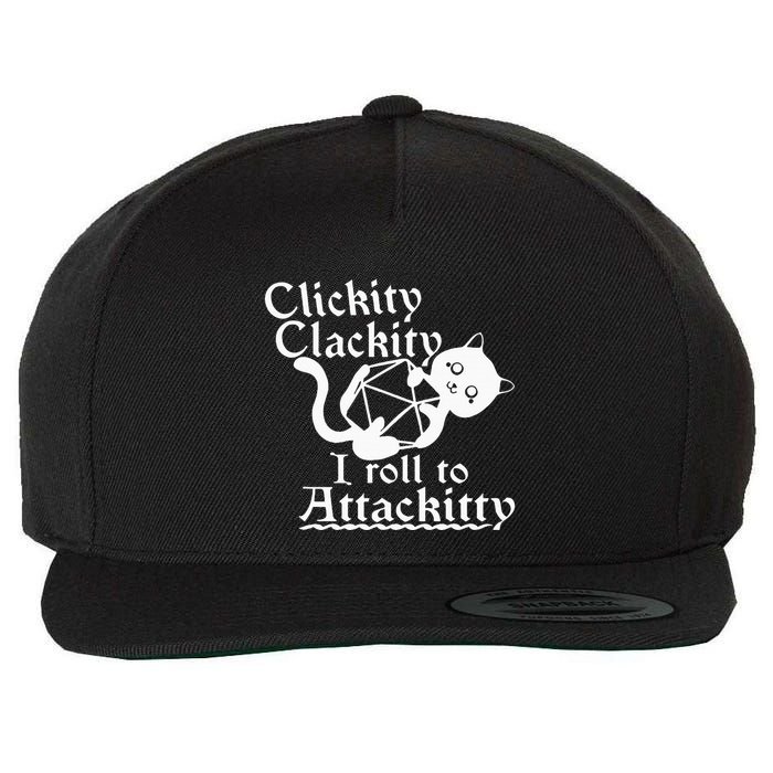 Clickity Clackity I Roll To Attackity Game Dice Attackitty Wool Snapback Cap