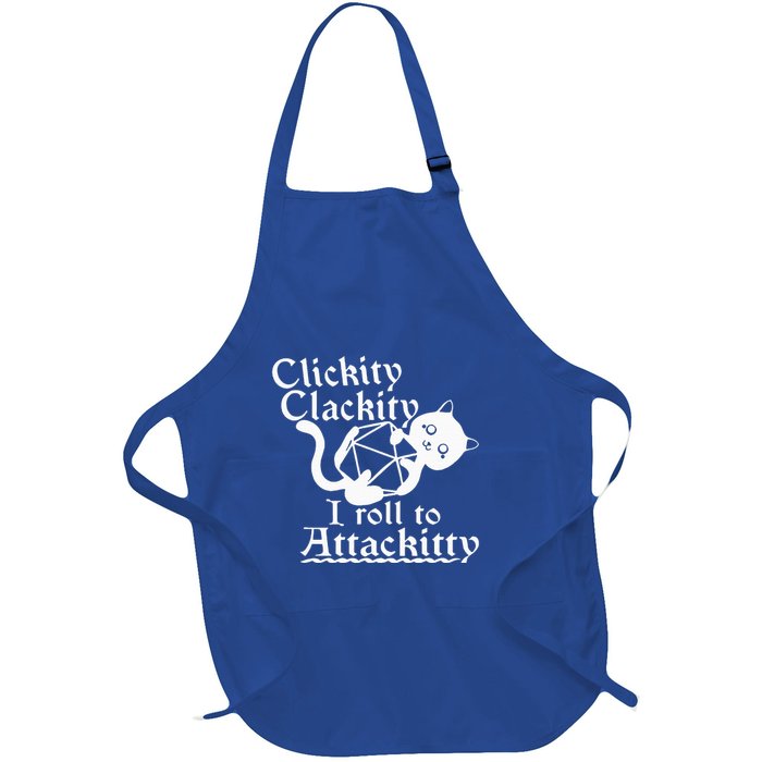 Clickity Clackity I Roll To Attackity Game Dice Attackitty Full-Length Apron With Pockets