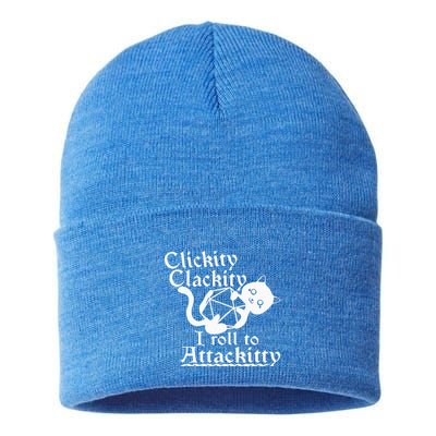 Clickity Clackity I Roll To Attackity Game Dice Attackitty Sustainable Knit Beanie