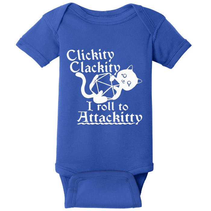 Clickity Clackity I Roll To Attackity Game Dice Attackitty Baby Bodysuit