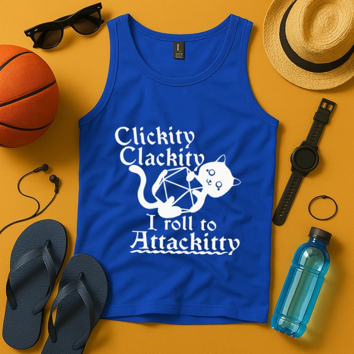 Clickity Clackity I Roll To Attackity Game Dice Attackitty Tank Top