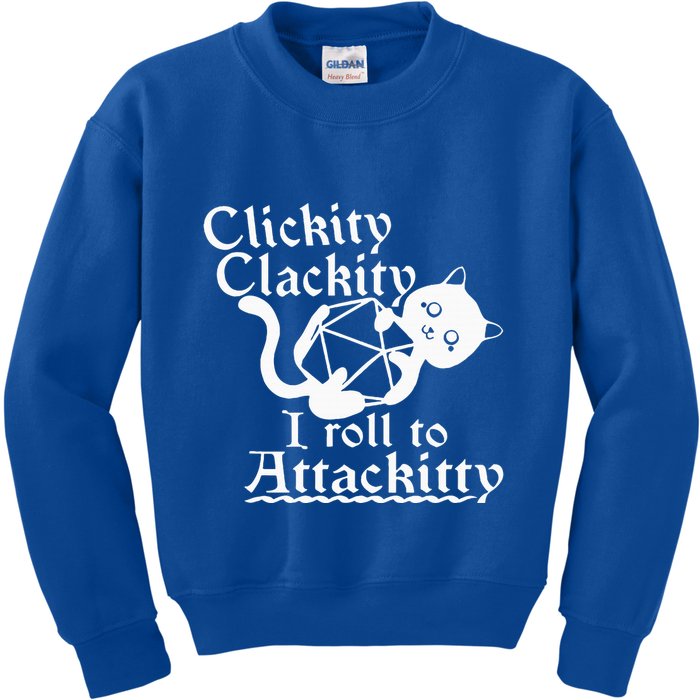 Clickity Clackity I Roll To Attackity Game Dice Attackitty Kids Sweatshirt