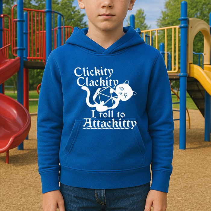Clickity Clackity I Roll To Attackity Game Dice Attackitty Kids Hoodie