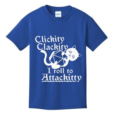 Clickity Clackity I Roll To Attackity Game Dice Attackitty Kids T-Shirt