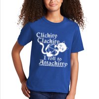 Clickity Clackity I Roll To Attackity Game Dice Attackitty Kids T-Shirt