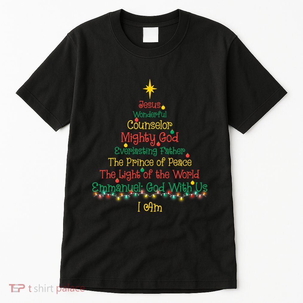 Christian Christmas Jesus Bible Names Xmas Tree Shaped Tall T-Shirt