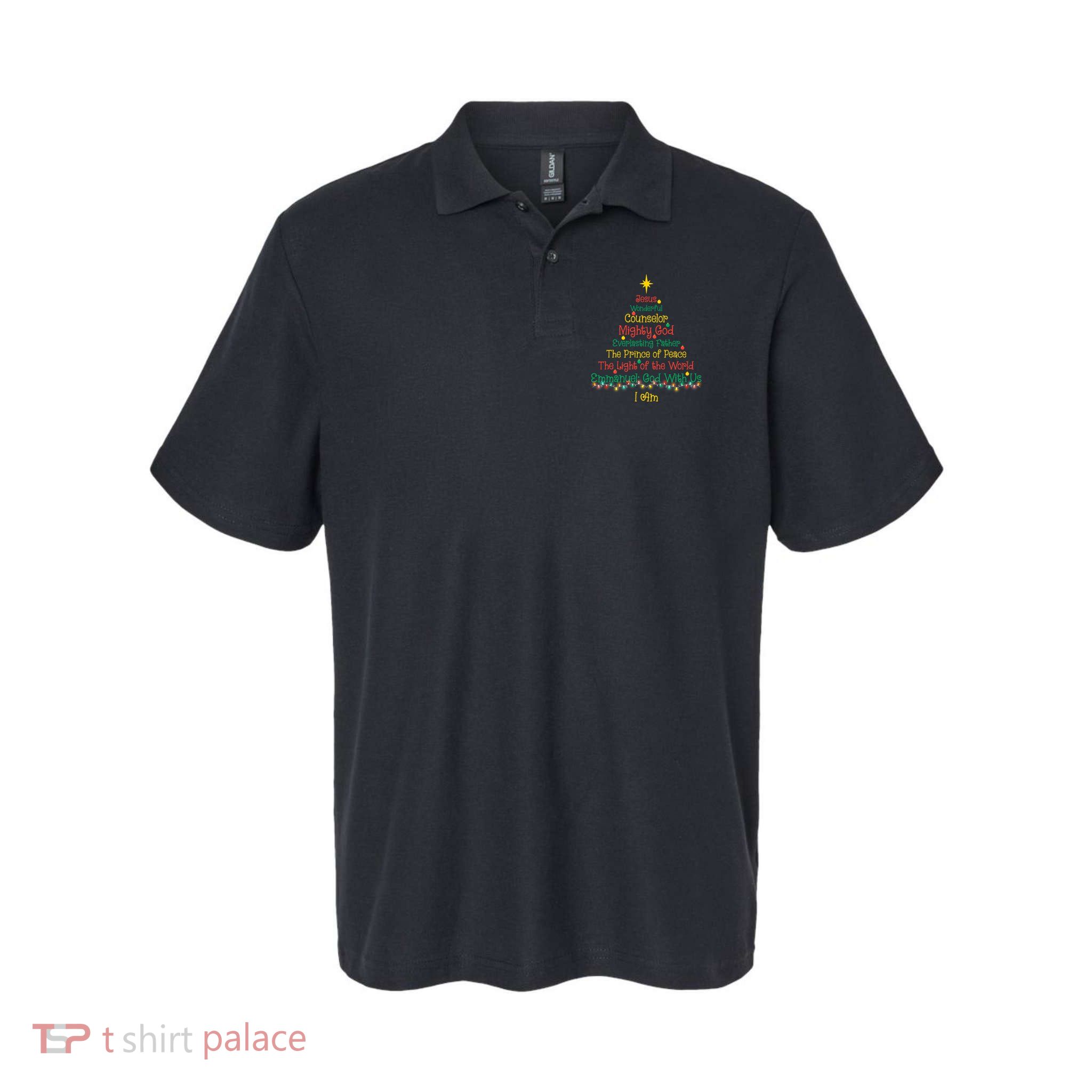 Christian Christmas Jesus Bible Names Xmas Tree Shaped Polo