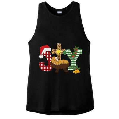 Christian Christmas Joy Jesus Nativity Scene Faith Ladies PosiCharge Tri-Blend Wicking Tank