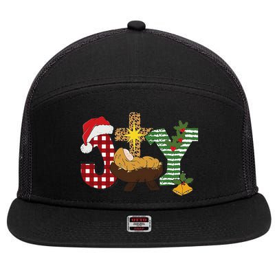 Christian Christmas Joy Jesus Nativity Scene Faith 7 Panel Mesh Trucker Snapback Hat