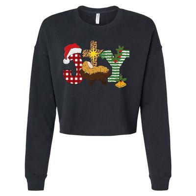 Christian Christmas Joy Jesus Nativity Scene Faith Cropped Pullover Crew