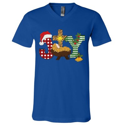 Christian Christmas Joy Jesus Nativity Scene Faith V-Neck T-Shirt