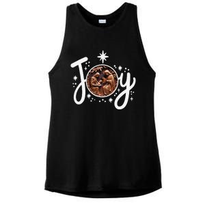 Christian Christmas Joy Jesus Nativity Scene Faith Family Ladies PosiCharge Tri-Blend Wicking Tank