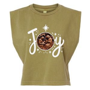 Christian Christmas Joy Jesus Nativity Scene Faith Family Garment-Dyed Women's Muscle Tee