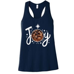 Christian Christmas Joy Jesus Nativity Scene Faith Family Women's Racerback Tank