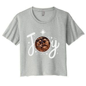 Christian Christmas Joy Jesus Nativity Scene Faith Family Women's Crop Top Tee