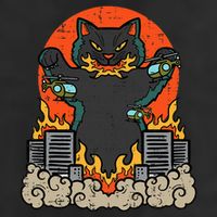 Catzilla Cat Japanese Monster Movie Parody 7 Panel Mesh Trucker Snapback Hat