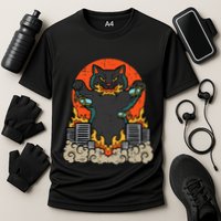 Catzilla Cat Japanese Monster Movie Parody Cooling Performance Crew T-Shirt