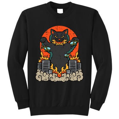 Catzilla Cat Japanese Monster Movie Parody Sweatshirt