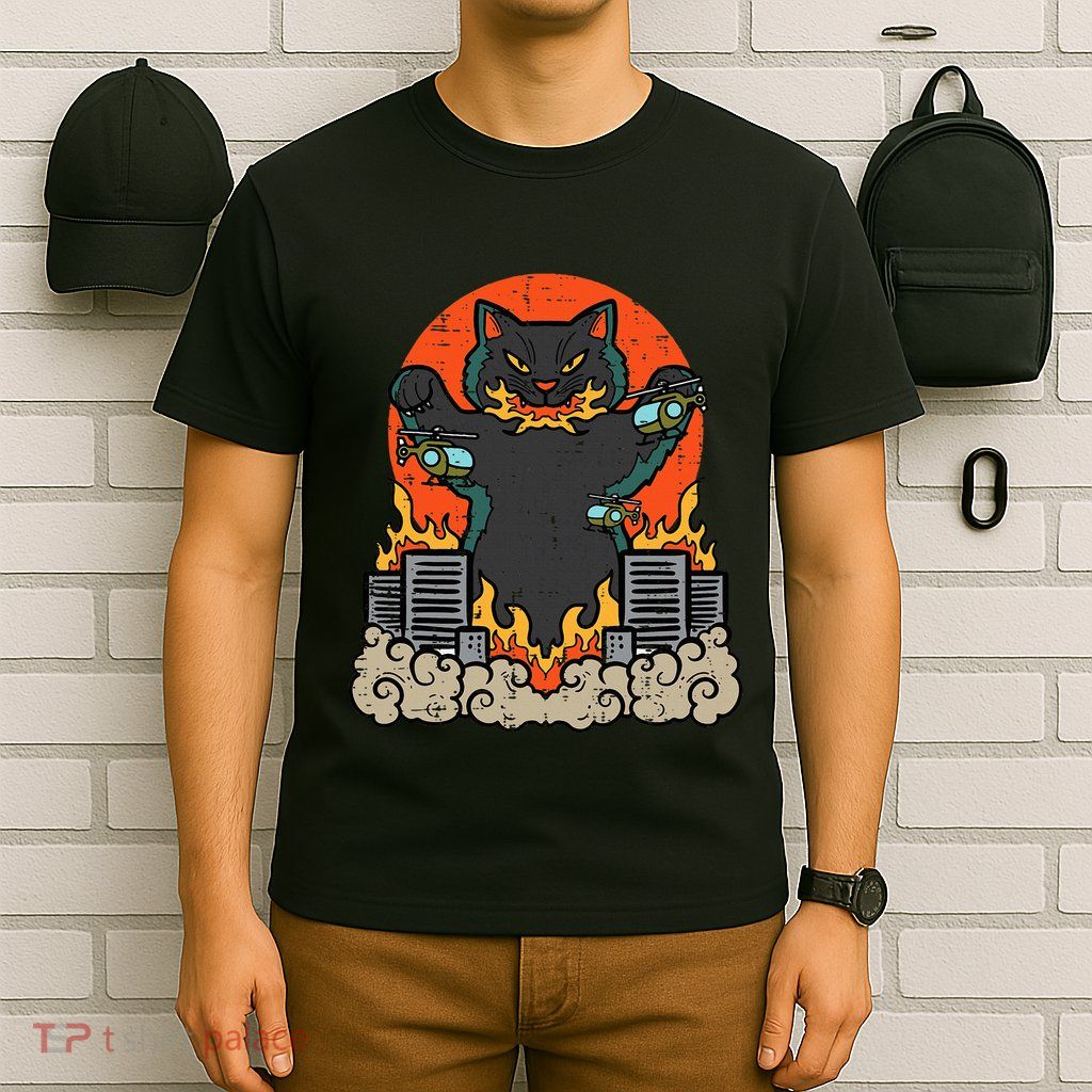 Catzilla Cat Japanese Monster Movie Parody T-Shirt