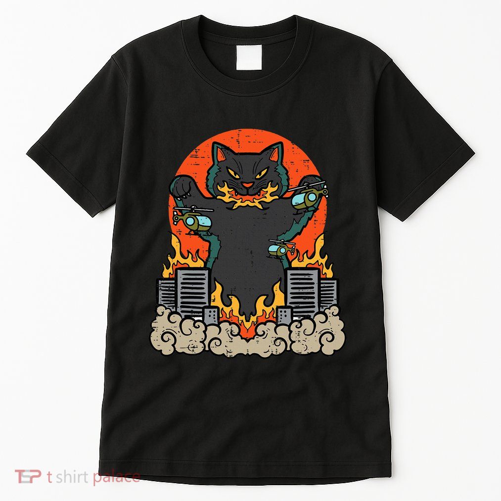 Catzilla Cat Japanese Monster Movie Parody Tall T-Shirt