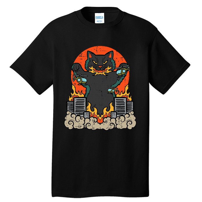 Catzilla Cat Japanese Monster Movie Parody Tall T-Shirt