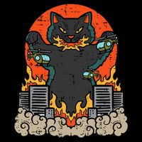 Catzilla Cat Japanese Monster Movie Parody 7-Panel Snapback Hat