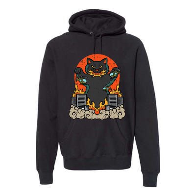 Catzilla Cat Japanese Monster Movie Parody Premium Hoodie