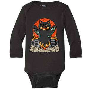 Catzilla Cat Japanese Monster Movie Parody Baby Long Sleeve Bodysuit