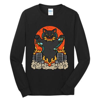 Catzilla Cat Japanese Monster Movie Parody Tall Long Sleeve T-Shirt