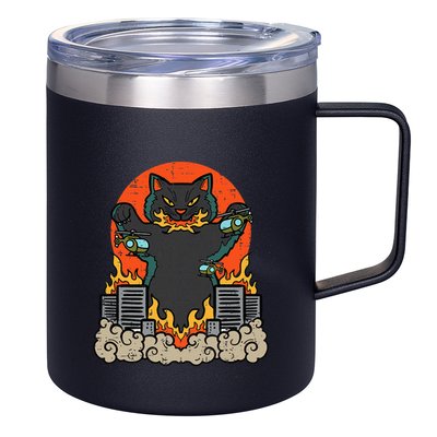 Catzilla Cat Japanese Monster Movie Parody 12oz Stainless Steel Coffee Mug