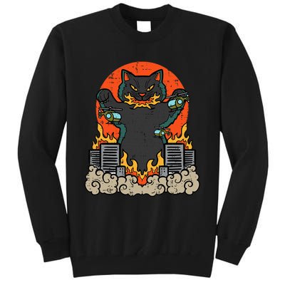 Catzilla Cat Japanese Monster Movie Parody Tall Sweatshirt