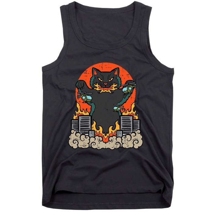 Catzilla Cat Japanese Monster Movie Parody Tank Top