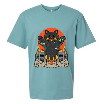 Catzilla Cat Japanese Monster Movie Parody Sueded Cloud Jersey T-Shirt