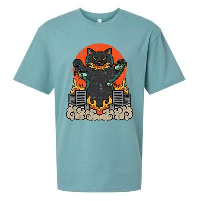 Catzilla Cat Japanese Monster Movie Parody Sueded Cloud Jersey T-Shirt