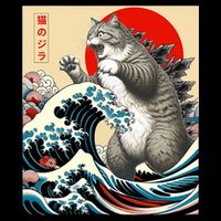 Catzilla Cat Japanese Art Funny Cat Gifts Bag