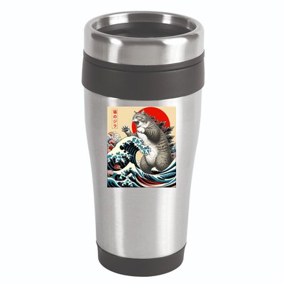 Catzilla Cat Japanese Art Funny Cat Gifts 16oz Travel Tumbler
