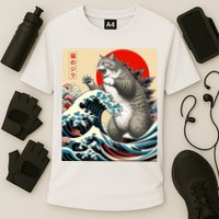 Catzilla Cat Japanese Art Funny Cat Gifts Cooling Performance Crew T-Shirt