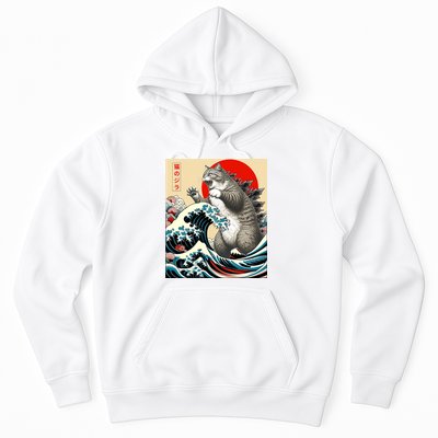 Catzilla Cat Japanese Art Funny Cat Gifts Hoodie