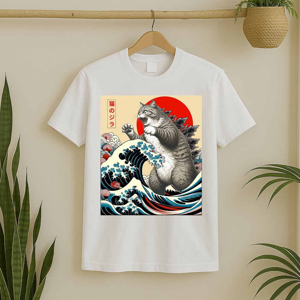 Catzilla Cat Japanese Art Funny Cat Gifts T-Shirt