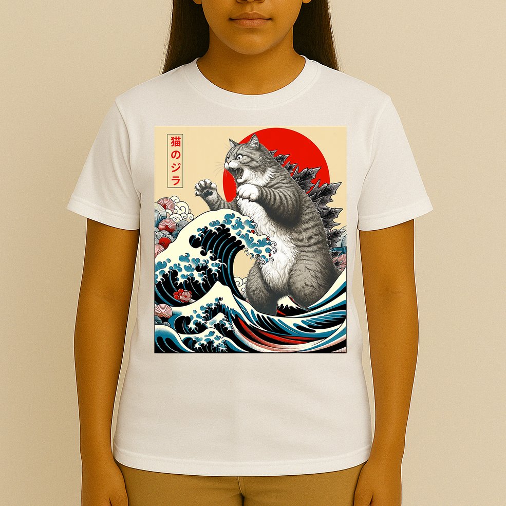 Catzilla Cat Japanese Art Funny Cat Gifts T-Shirt